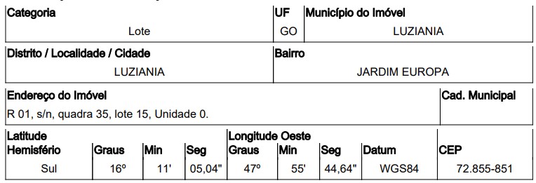 Imóvel em LUZIANIA/GO