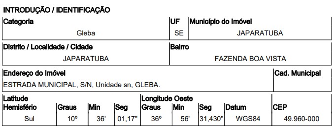 Imóvel em JAPARATUBA/SE