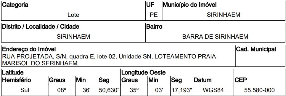 Imóvel em SIRINHAEM/PE
