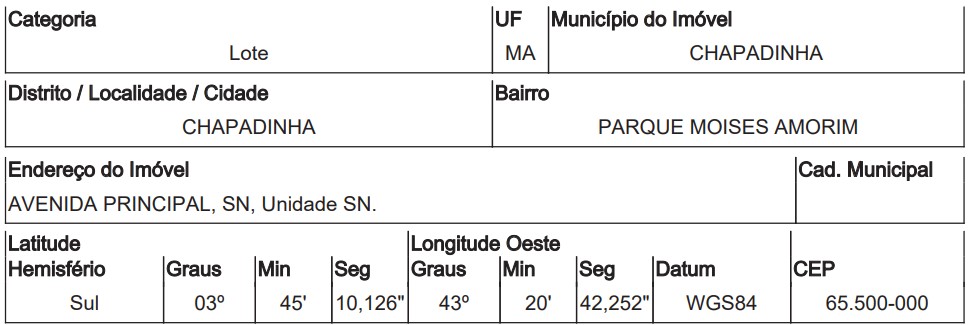 Foto de Imóvel PARQUE MOISÉS AMORIM - Leilão em Chapadinha/MA, 30% abaixo da avaliação
