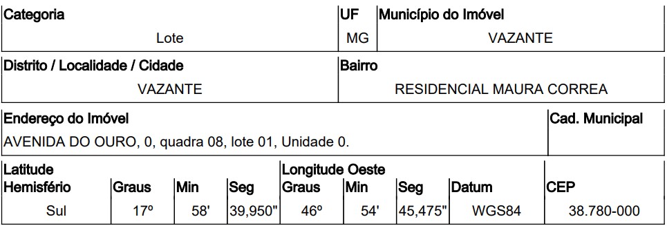 Foto de Imóvel RESID. MAURA CORREA - Leilão em Vazante/MG, 39% abaixo da avaliação