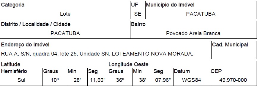 Foto de Imóvel POVOADO AREIA BRANCA - Leilão em Pacatuba/SE, 39% abaixo da avaliação