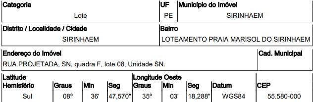 Imóvel em SIRINHAEM/PE