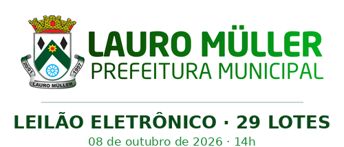 LEILÃO ELETRÔNICO — PREFEITURA MUNICIPAL DE LAURO MÜLLER/SC — VEÍCULOS, MÁQUINAS, IMPLEMENTOS AGRÍCOLAS E SUCATAS - LEFFA LEILÕES