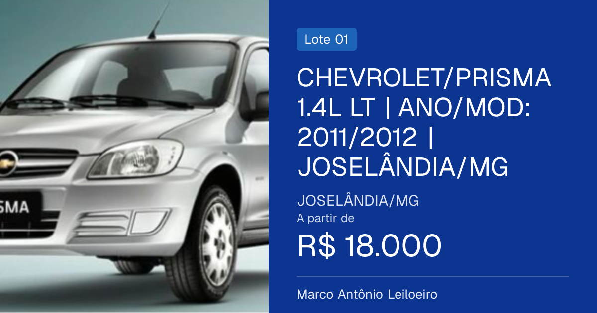 CHEVROLET/PRISMA 1.4L LT | ANO/MOD: 2011/2012 | JOSELÂNDIA/MG