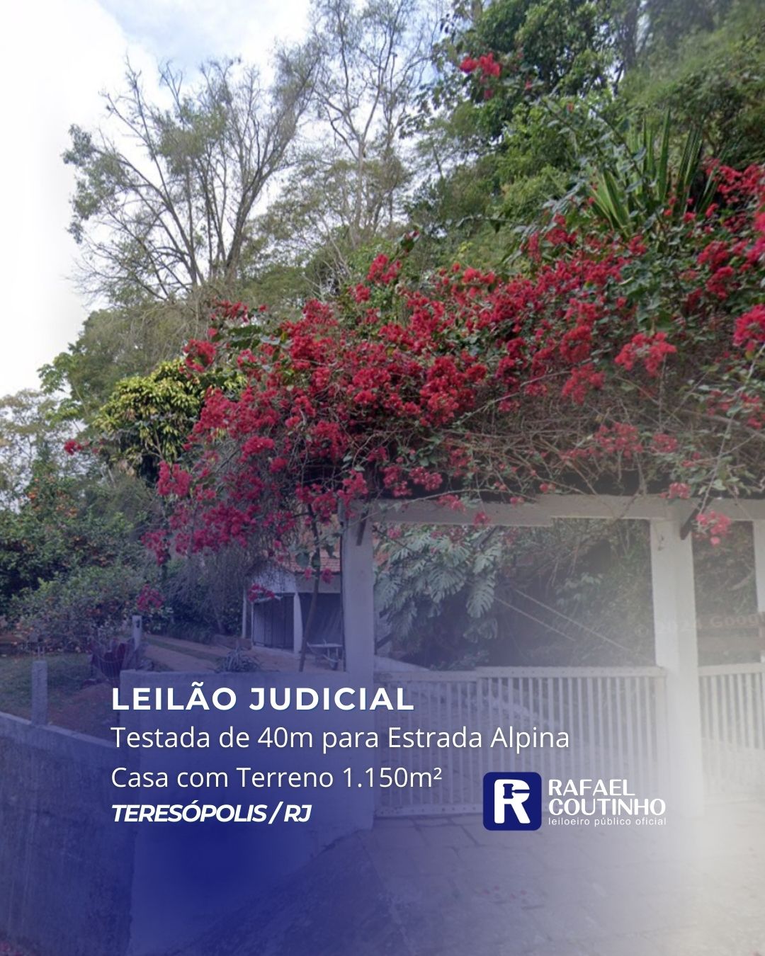 CASA COM TERRENO DE 1.150M² EM TRÊS CÓRREGOS, TERESÓPOLIS/RJ. POSSUI TESTADA DE 40M PARA EST. ALPINA. TERRENO E RESPECTIVAS CONSTRUÇÕES. PAGUE EM ATÉ 60 VEZES. - Rafael Coutinho - Leiloeiro Público Oficial