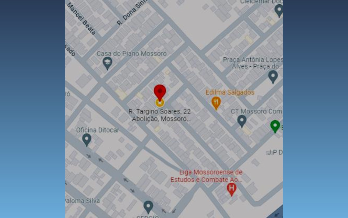 Casa 415m² – Mossoró/RNDescrição39% abaixo da avaliação!Rua Targino Soares, nº 22, Quadra 18, Lote 22, Bairro Abolição, Mossoró/RN, CEP: 59.612-290Casa de uso residencial, padrão normal, estado de con