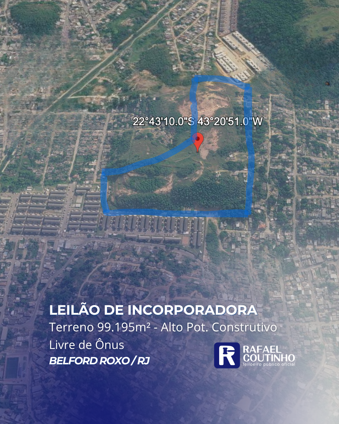 LOTE DE TERRENO 99.195M² - ALTO POT. CONSTRUTIVO, LIVRE DE ÔNUS EM BELFORD ROXO/RJ. - Rafael Coutinho - Leiloeiro Público Oficial