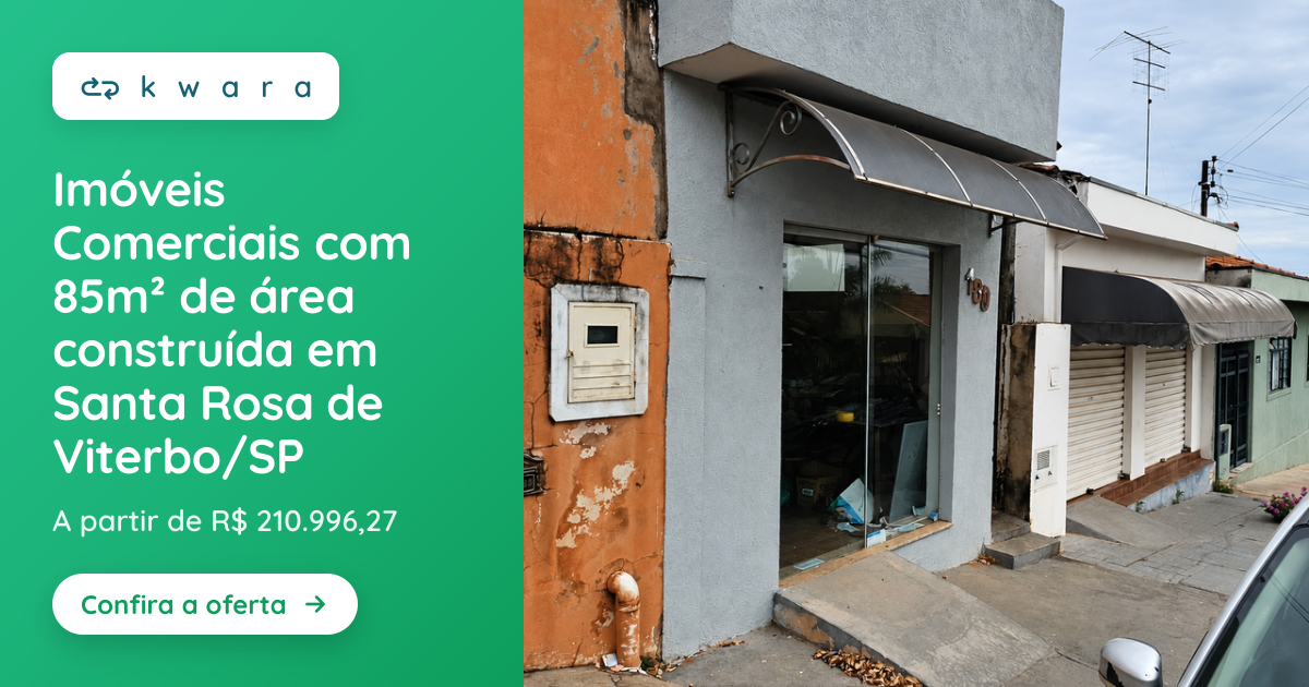 Imóveis Comerciais com 85m² de área construída em Santa Rosa de Viterbo/SP