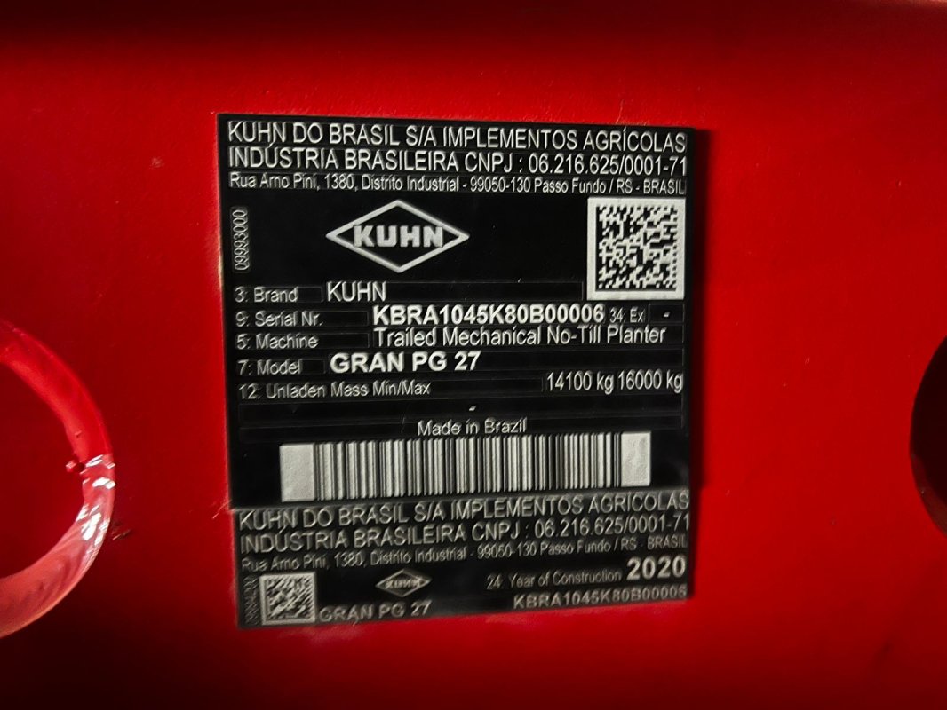 PLANTADEIRA 27 L KHUN GRAN PG 2020 - KBRA1045K80B00006 - Grandes Leilões