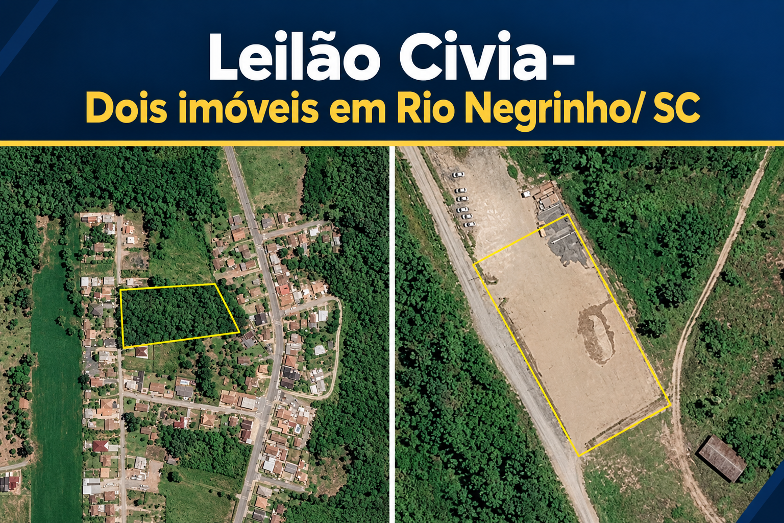 LEILÃO CIVIA- 1ª PRAÇA- DOIS IMÓVEIS EM RIO NEGRINHO/SC. - Hasta Pública Leilões