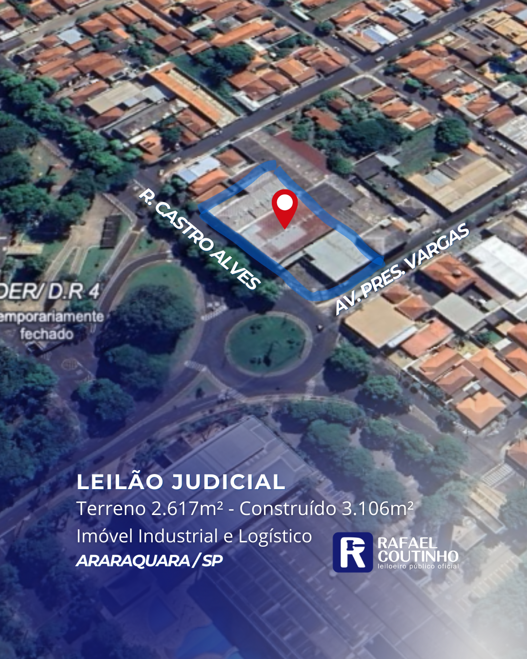 PRÉDIO INDUSTRIAL E LOGÍSTICO EM ARARAQUARA/SP. TERRENO 2.617M² - ÁREA CONSTRUÍDA 3.106M². TERRENO E RESPECTIVAS CONSTRUÇÕES. PAGUE EM ATÉ 30 VEZES. - Rafael Coutinho - Leiloeiro Público Oficial