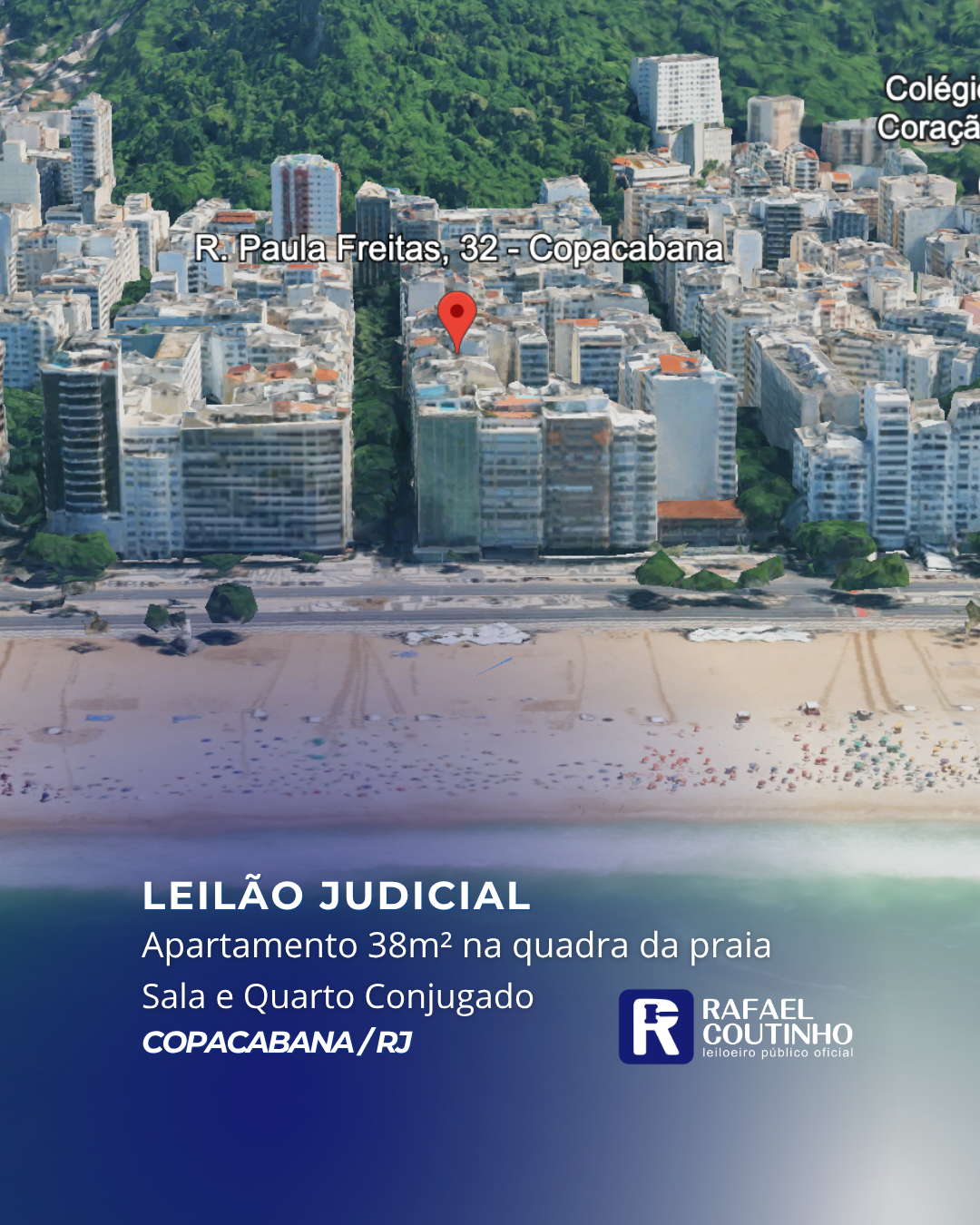 APARTAMENTO 38M² NA QUADRA DA PRAIA DE COPACABANA/RJ. SALA E QUARTO CONJUGADO. - Rafael Coutinho - Leiloeiro Público Oficial