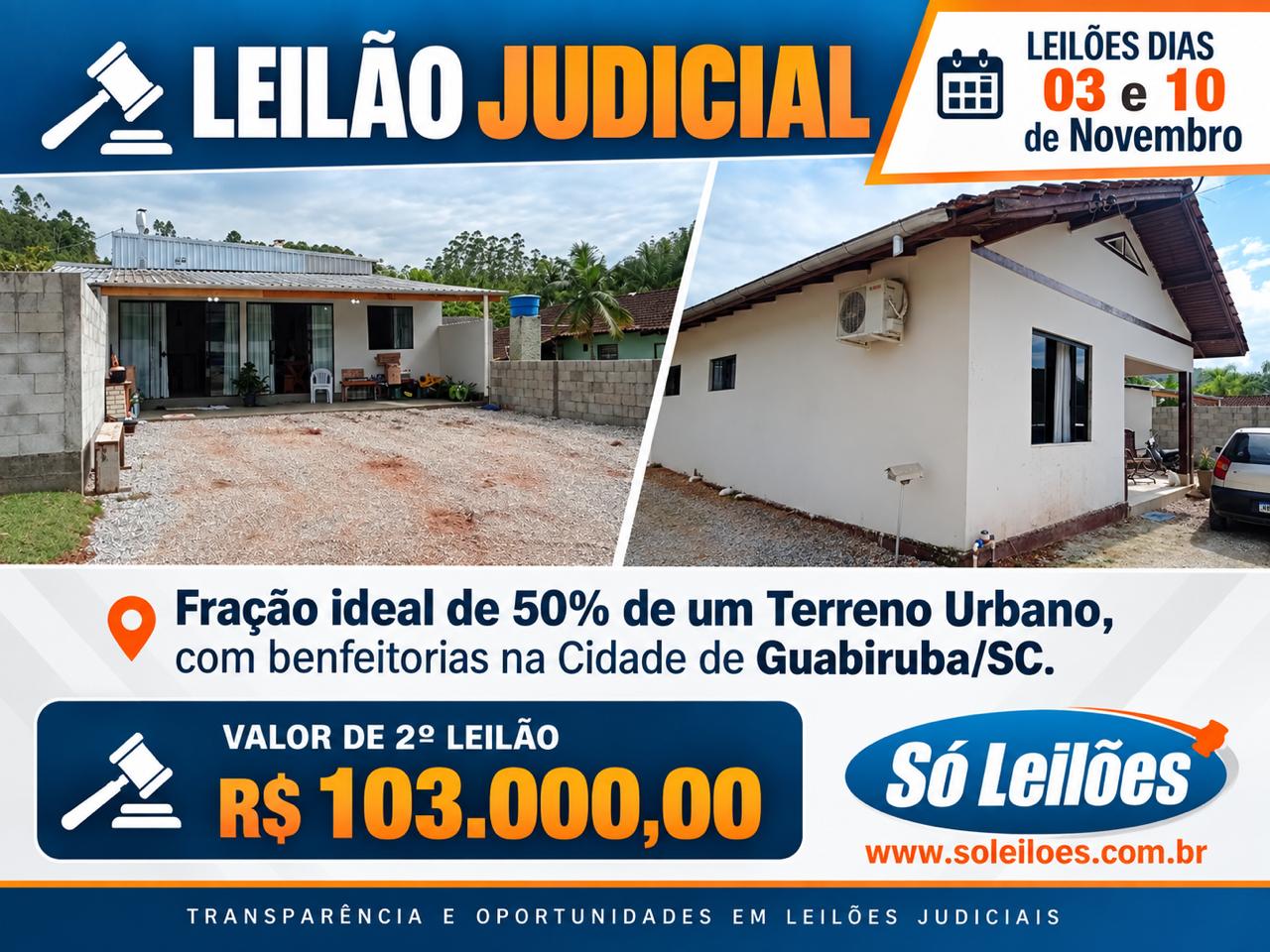FRAÇÃO IDEAL DE TERRENO URBANO COM BENFEITORIAS - Só Leilões