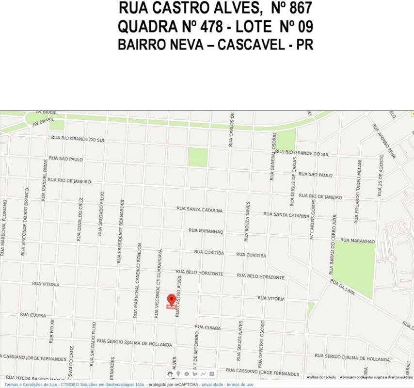 Terreno com 935 m2 no bairro neva - rua castro alves 478 - cascavel pr