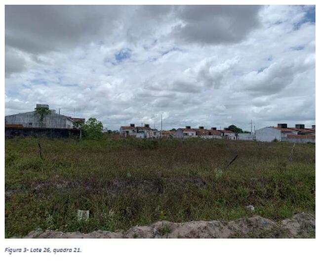 Lote de terreno situado sob o no. 26 da Quadra 21, no Loteamento Vale de Santa Rita I, no Município de Santa Rita/PB.