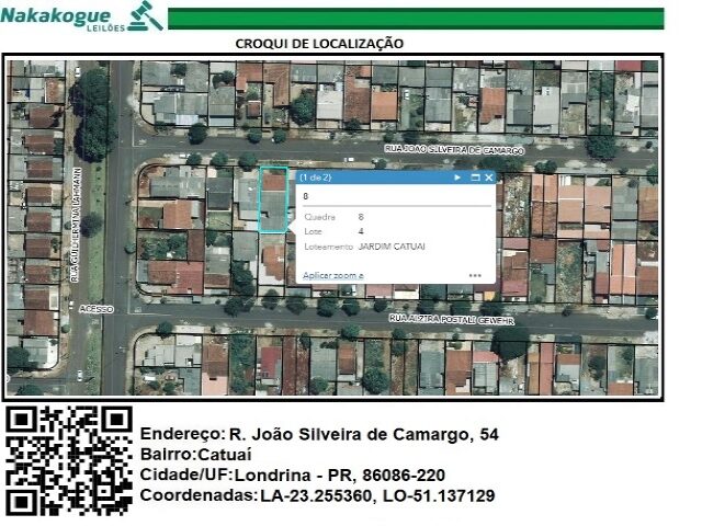 3406 - Data de terras sob nº 04 , da qd. nº 08 , medindo a área de 250,00m². Catuaí, Londrina/PR