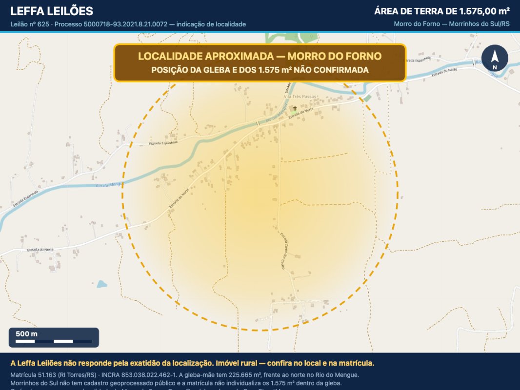 UMA ÁREA DE TERRA, MEDINDO 1.575,00m², SITUADO NO LUGAR DENOMINADO MORRO DO FORNO, NA CIDADE DE MORRINHOS DO SUL/RS.