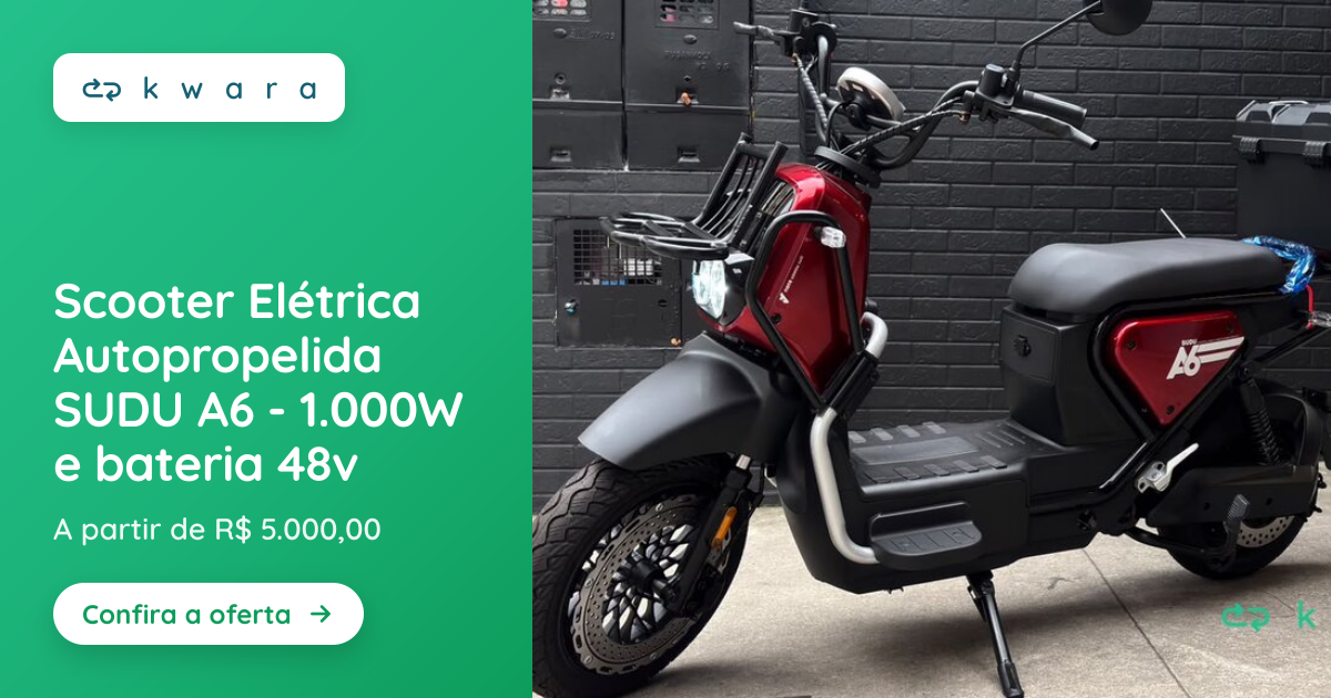 Scooter Elétrica Autopropelida SUDU A6 - 1.000W e bateria 48v