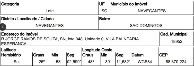 Terreno - SAO DOMINGOS - NAVEGANTES/SC