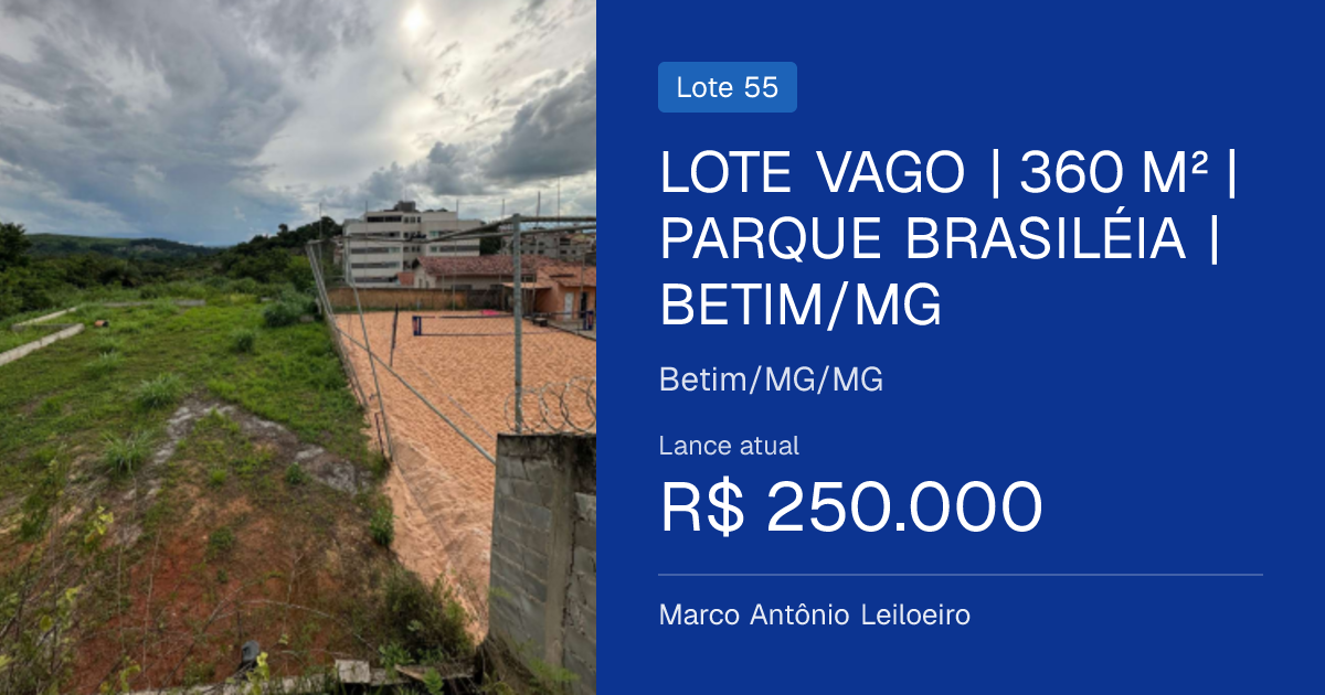 Lote vago | 360 m² | parque brasiléia | betim/mg