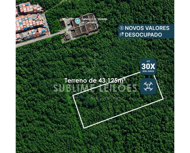 Gleba de terras no guarujá - terreno de 43.125m² | sem benfeitorias