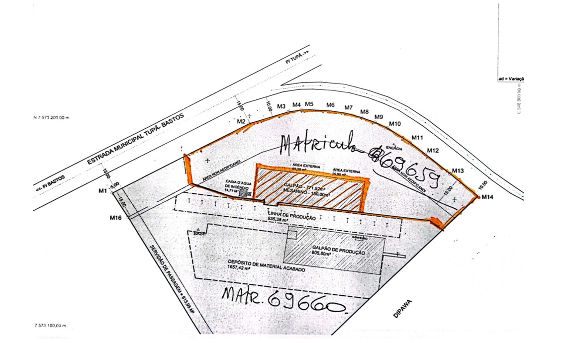 Lote 31: galpões com área total const. de 1.727,72 m² tupã sp