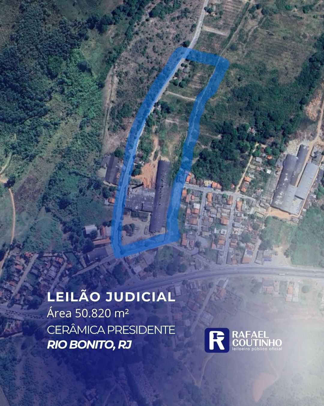 Área de 50.820m² penhorada da empresa cerâmica presidente, localizada a 200m da rodovia via lagos (rj124) - rio bonito/rj. terreno e respectivas construções. pague em até 60 vezes.
