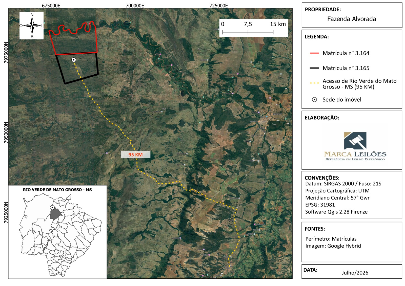 Fazenda alvorada com área total de 9.261 hectares em rio verde de mato grosso/ms