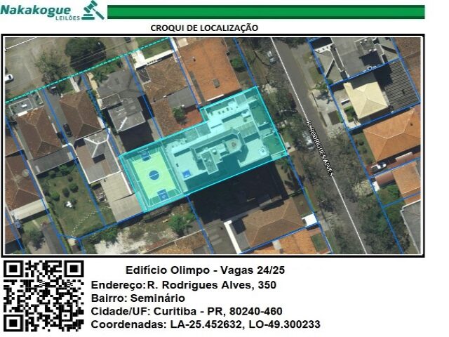 1000 - IMOVEL: Vagas nº 24 e 25, EDIFICIO OLIMPO, Rua Rodrigues Alves, 350, Seminário, Curitiba/PR