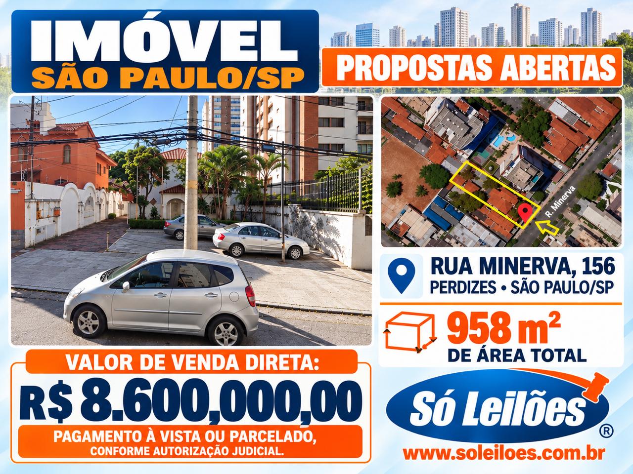 VENDA DIRETA: IMÓVEL COM 958,44M², PERDIZES SÃO PAULO/SP - Só Leilões