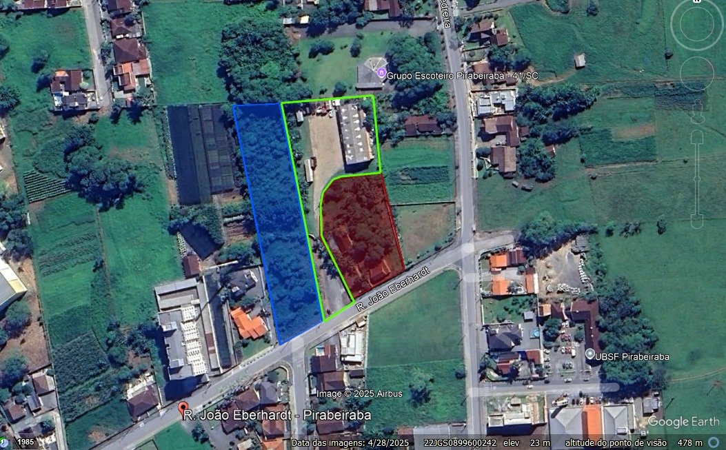 Terreno em joinville, pirabeiraba, com 5.137.95m2 com galpão de 985,50m2 ideal para industrias e logistica valor em 2a. praça: r$ 6.050.000,00 podendo ser à prazo. 50%