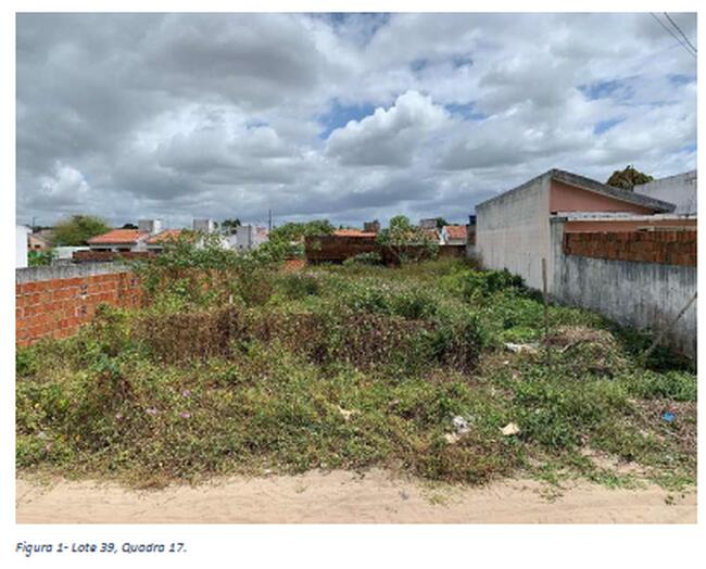 Lote de terreno situado sob o no. 39 da Quadra 17, no Loteamento Vale de Santa Rita I, no Município de Santa Rita/PB.