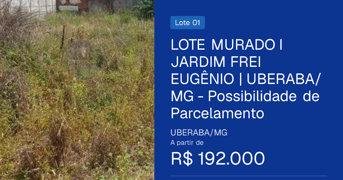 Lote | aprox:36 m | jardim frei eugênio | uberaba/mg - possibilidade