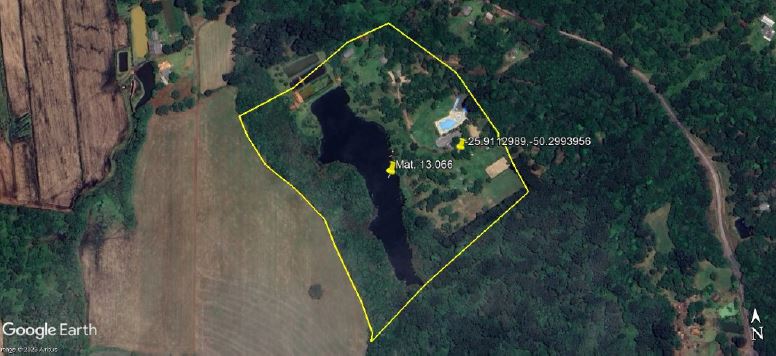 Terreno de 9,68 ha onde atua um parque aquático, localidade de retiro, s/n, vargem grande, em são mateus do sul/pr