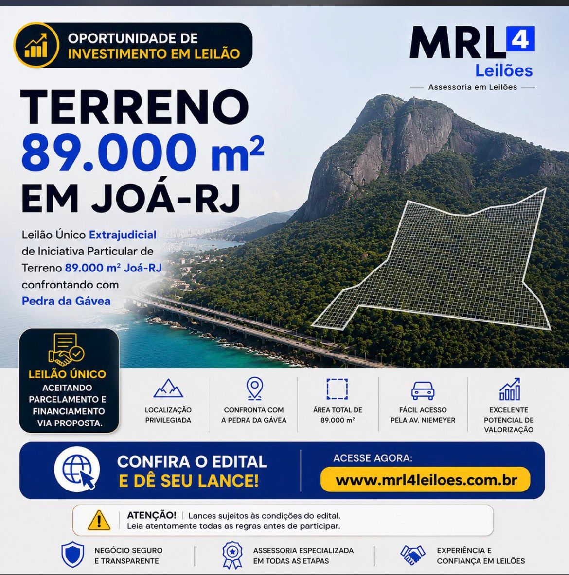 Terreno próximo a Pedra da Gávea com 89.000m²