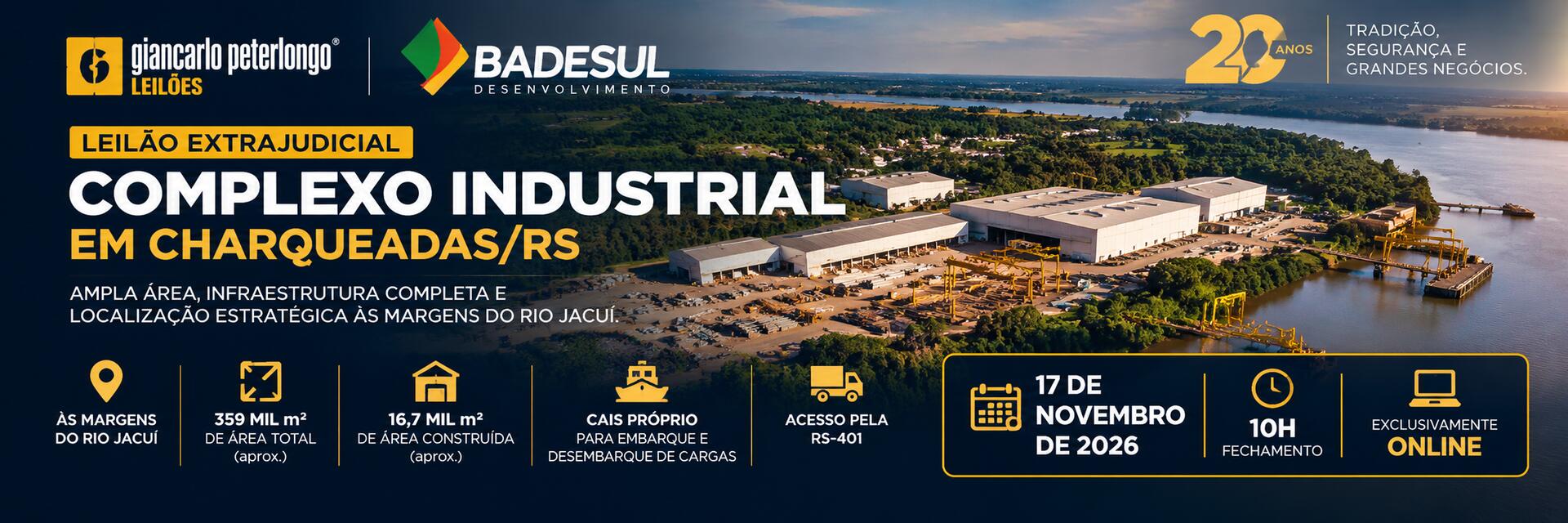 LEILÃO IMÓVEL COM ÁREA DE 35,930865 HECTARES EM CHARQUEADAS/RS- BADESUL