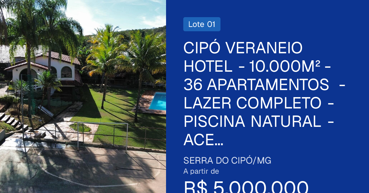 Cipó veraneio hotel - 10.000m² - 36 apartamentos - lazer completo - piscina natural - acesso exclusivo ao rio cipó | serra do cipó/mg