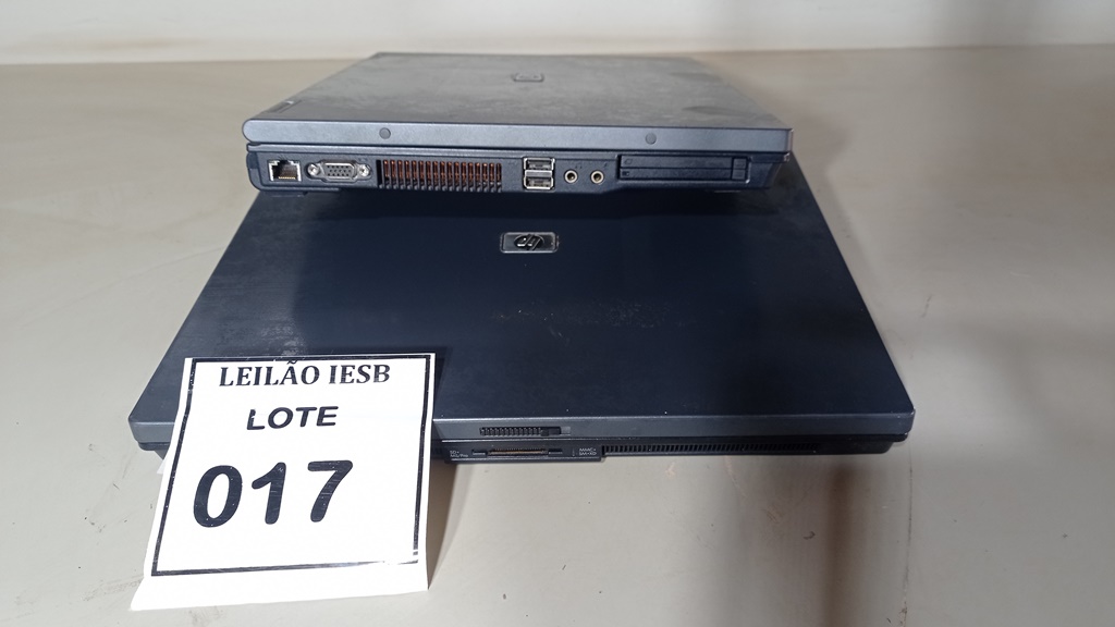 02 NOTEBOOKS HP SEM FONTE. (NO ESTADO) ATENÇÃO! FAZER A VISITAÇÃO ANTES DE ARREMATAR, NÃO SABEMOS SE FUNCIONA, LEILÃO NÃO TEM GARANTIA E NEM DEVOLUÇÃO, SUJEITO A POSSÍVEIS AVARIAS VISÍVEIS/OCULTAS E/OU AUSÊNCIA DE COMPONENTES.