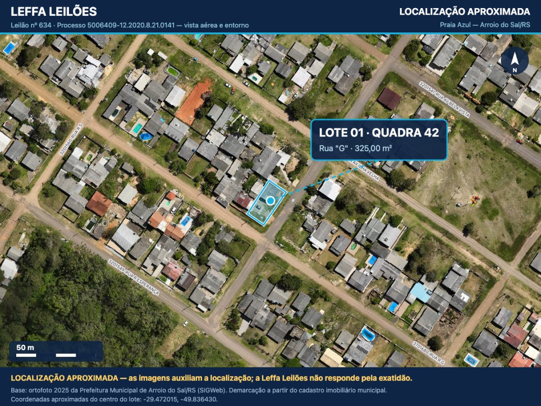 UM TERRENO URBANO, COM BENFEITORIAS, SITUADO NO LUGAR DENOMINADO PRAIA AZUL, LOTE 01 DA QUADRA 42, NA CIDADE DE ARROIO DO SAL/RS