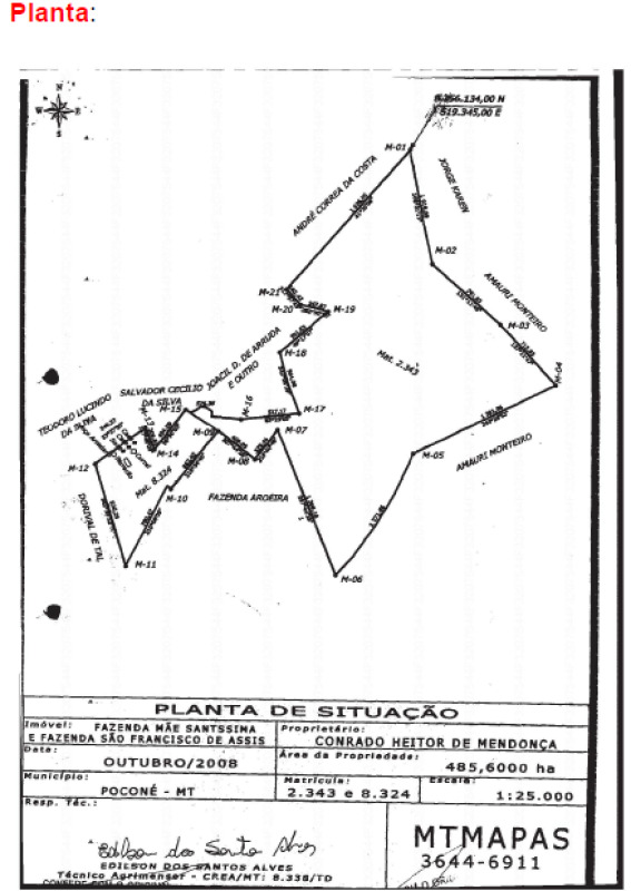 LEILÃO JUDICIAL -2 VARA BANCARIA DE CUIABÁ- MT - DOIS IMÓVEIS RURAL EM POCONÉ-MT- TOTALIZANDO 380,676498 ha - Lote 002 (ID 26690)