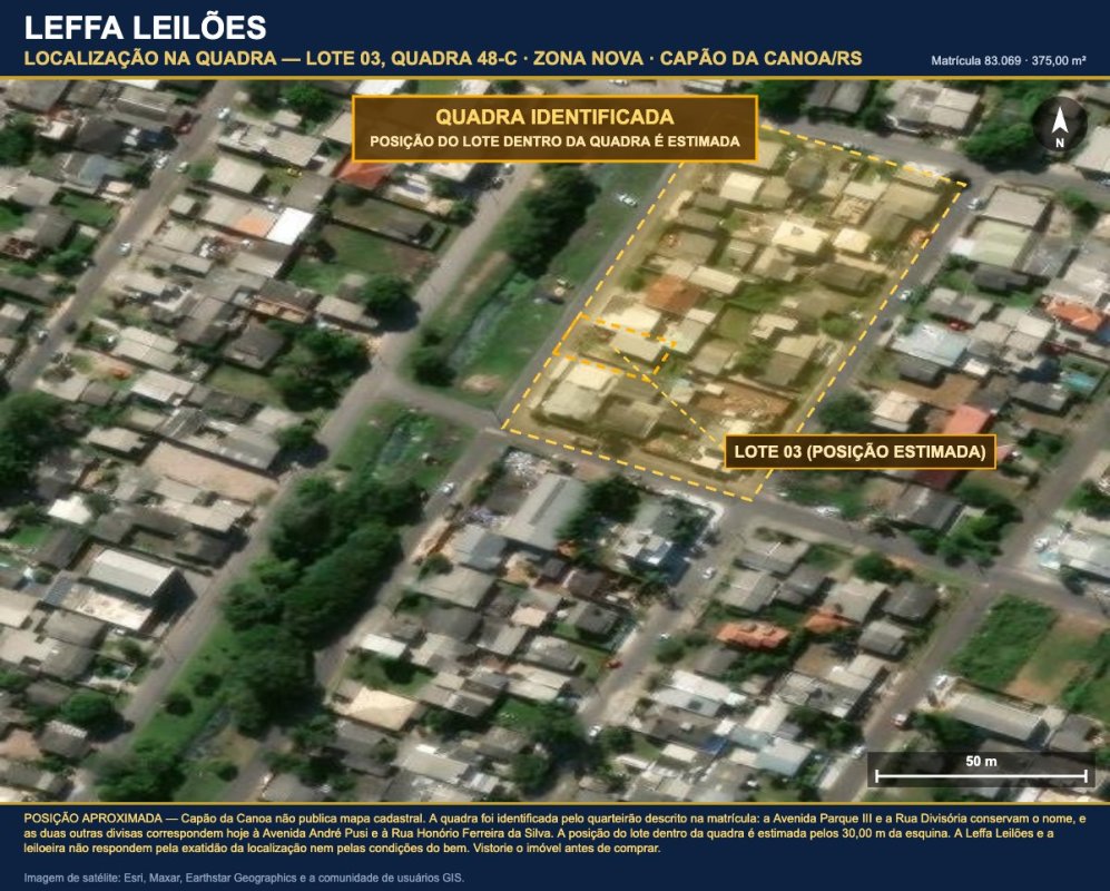 DIREITOS DE UM TERRENO URBANO, COM BENFEITORIAS, COM A ÁREA DE 375,00M², SITUADO NO LUGAR DENOMINADO ZONA NOVA, NA CIDADE DE CAPÃO DA CANOA/RS